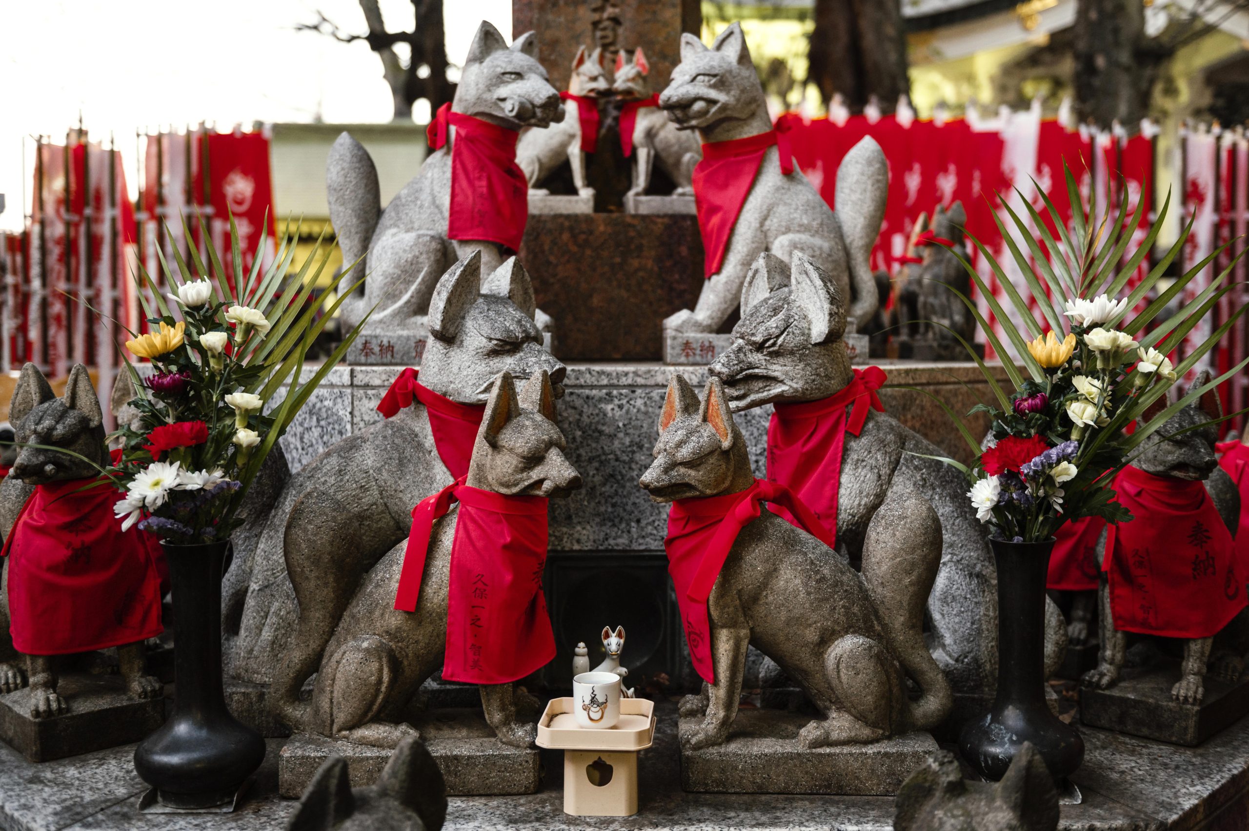 Statues of the kitsune yokai