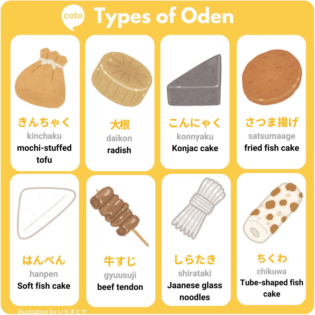 types of oden in japanese convenience store