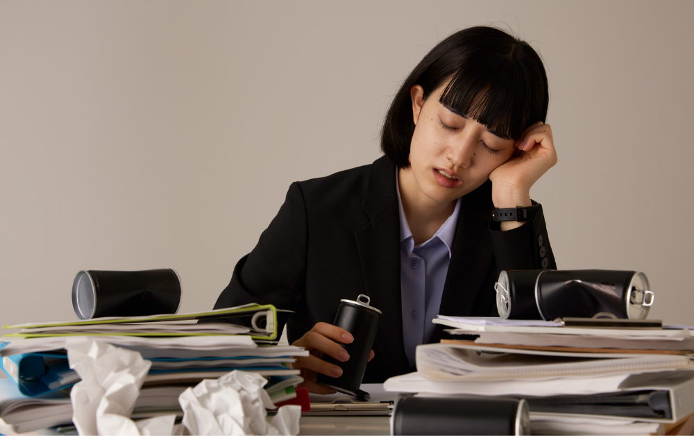 Japanese women under endless paperwork