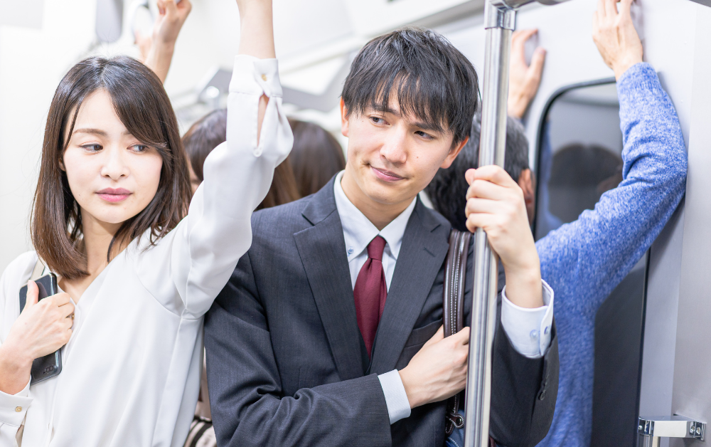 Silent Japanese people in the train