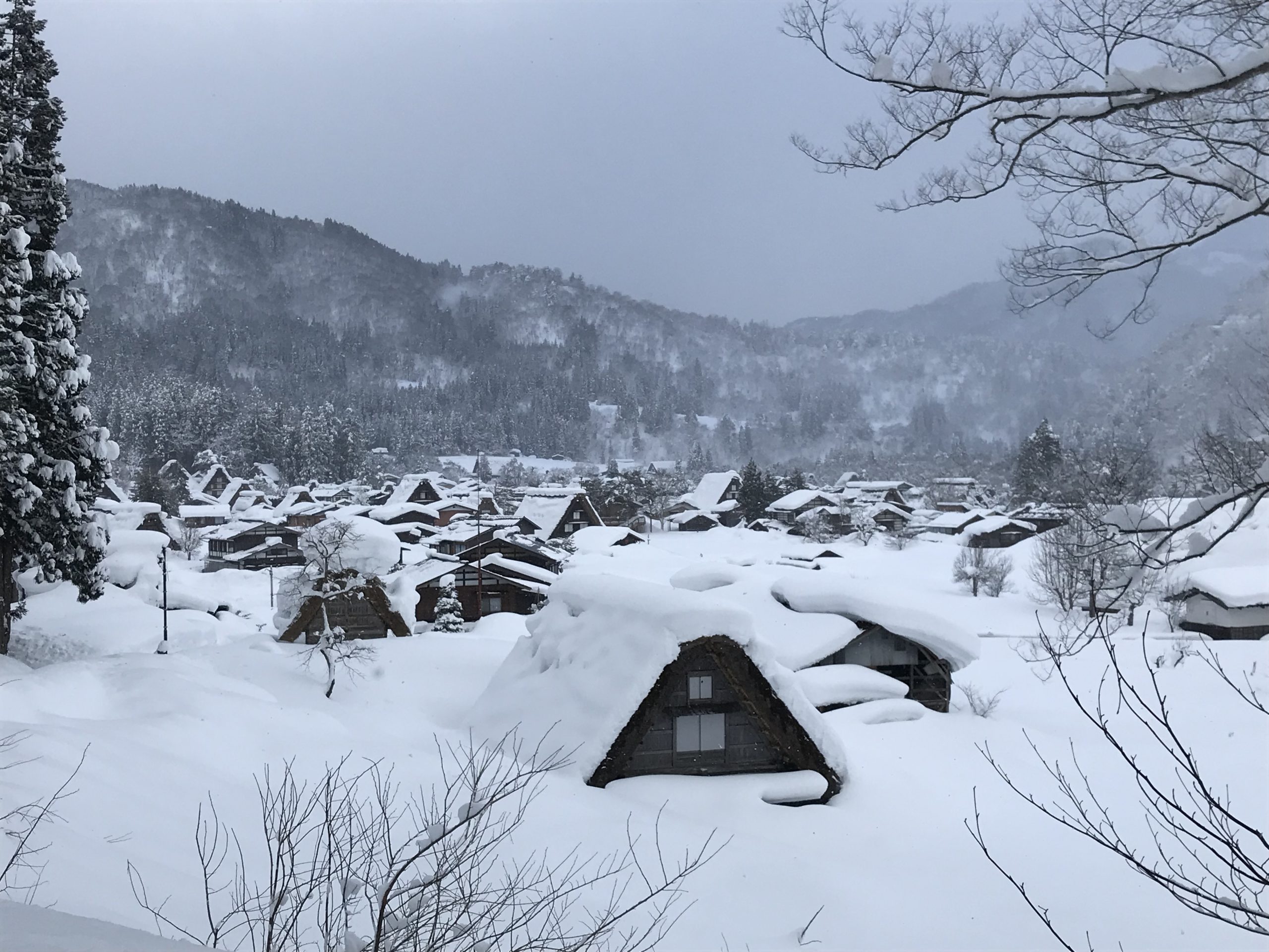 shirakawago snow town japan